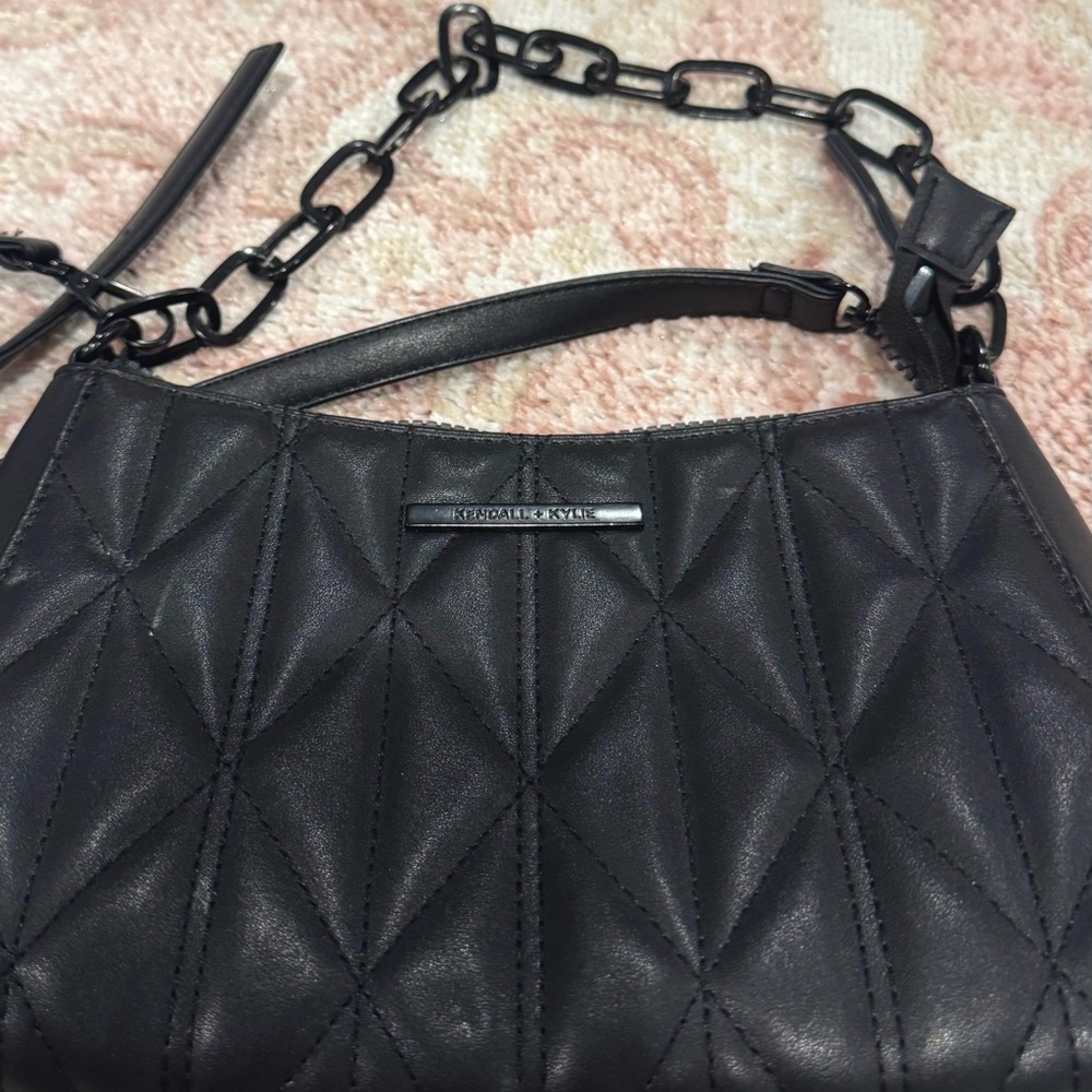 Black Quilted Chain Shoulder Bag - Picture 2 of 3